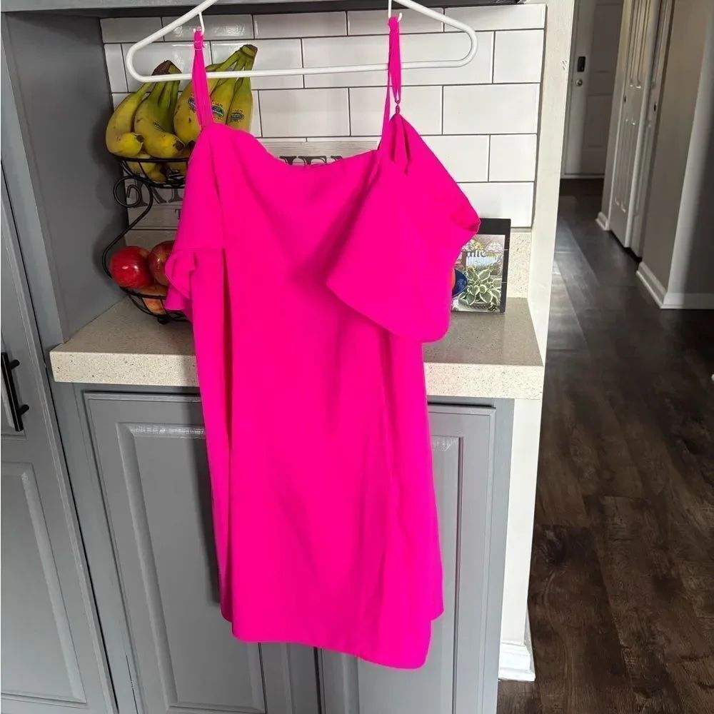 Sugarlips Cold Shoulder Dress in Bright Pink